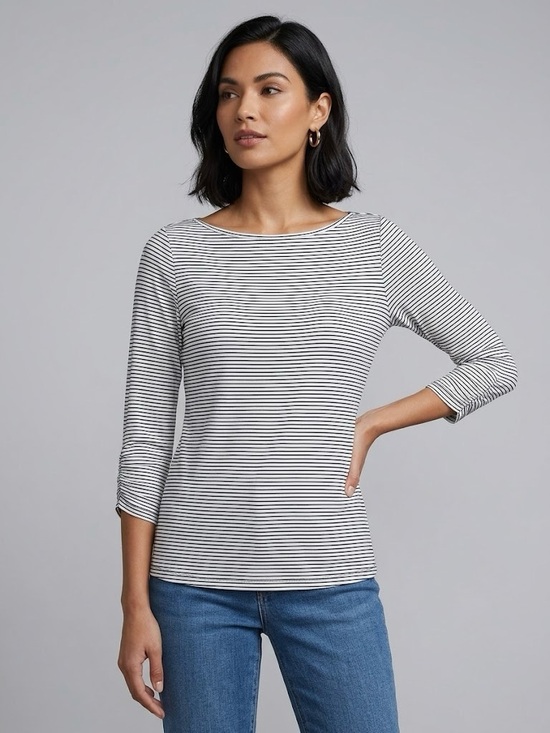 The Limited Tops - The Limited Black & White Striped Boatneck Top
